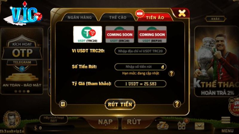 Chuyển tiền Vicclub thành tiền ảo